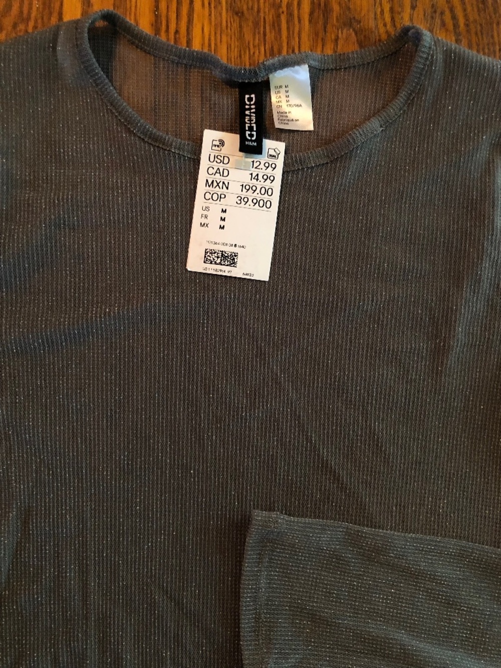 Divided (H&M) Size M sparkly sheer grey top